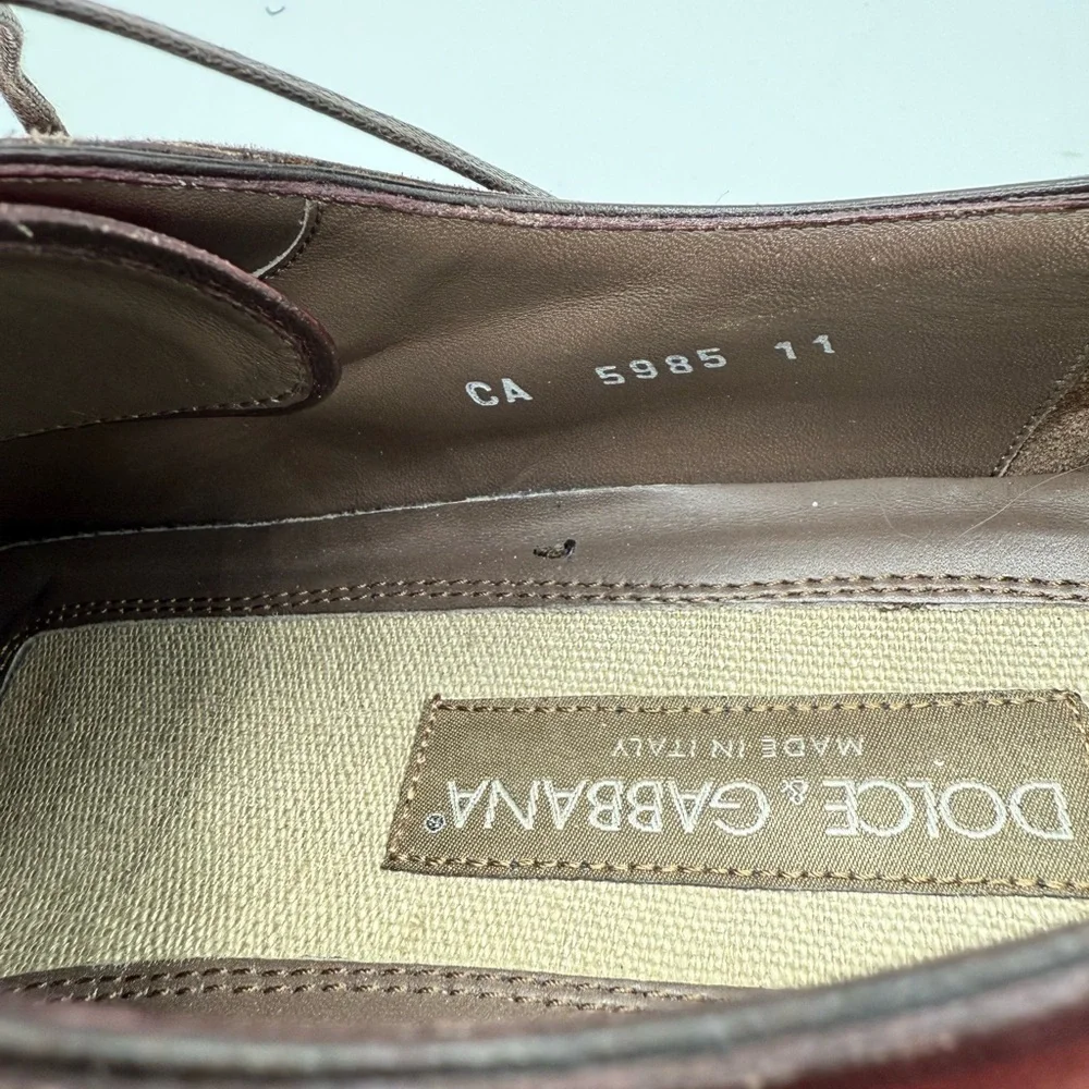 Dolce & Gabbana Brown Leather Brogue‎ Lace Up Derby Shoes